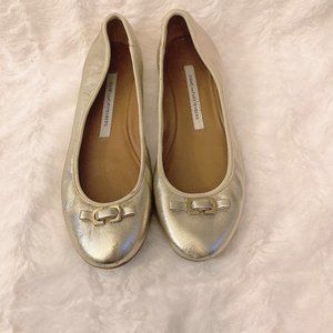 Gold DVF Ballet Flats